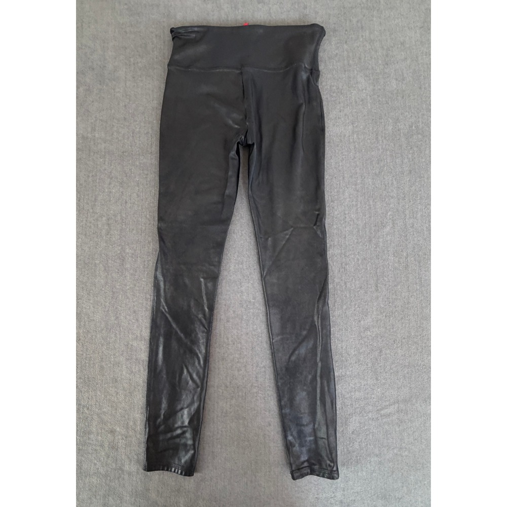 Spanx Faux Leather Moto Leggings Black High Waisted Womens L Capsule Wardrobe - Picture 3 of 9